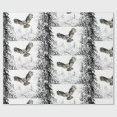 Watercolor Owl Flight Winter Forest Snow Bird ラッピングペーパー (フラット)