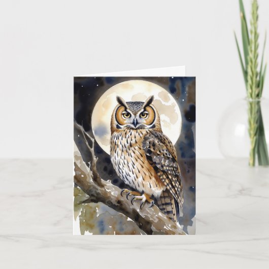 Watercolor Owl Greeting Card シーズンカード (正面)