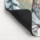 Watercolor Owl In Winter Hat マウスパッド (コーナー)