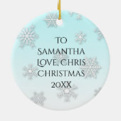 Watercolor Owls with Personalized Message on Back セラミックオーナメント (裏面)