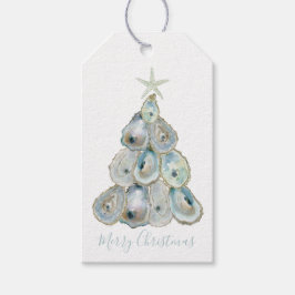 Watercolor Oyster Christmas Tree ギフトタグ