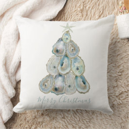 Watercolor Oyster Christmas Tree クッション