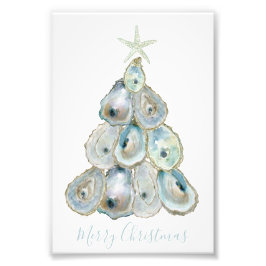 Watercolor Oyster Christmas Tree フォトプリント