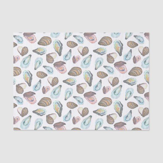 Watercolor Oyster Coastal Seaside 薄葉紙 (正面)