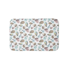 Watercolor Oyster Coastal Seaside Beach Theme バスマット