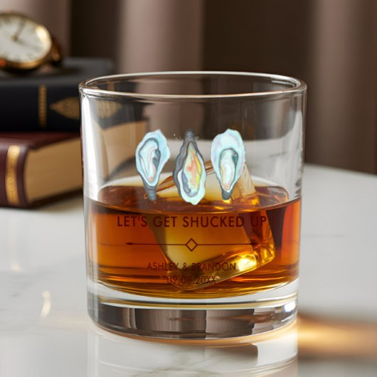 Watercolor Oyster Coastal Seaside Wedding ウイスキーグラス