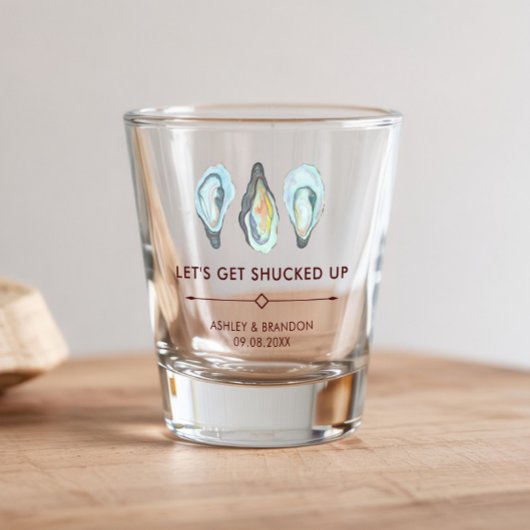Watercolor Oyster Coastal Seaside Wedding ショットグラス