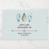 Watercolor Oyster Coastal Seaside Wedding リキュールボトルラベル (シングルラベル)