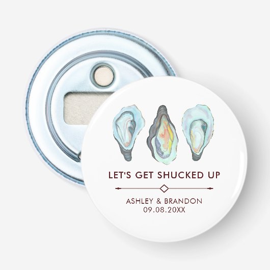 Watercolor Oyster Coastal Seaside Wedding 栓抜き (正面)