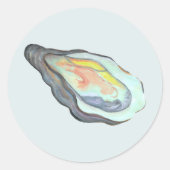 Watercolor Oyster Envelope Seal, Coastal Wedding  ラウンドシール (正面)