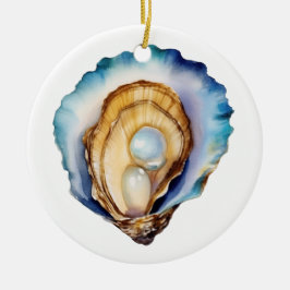 Watercolor Oyster Shell セラミックオーナメント