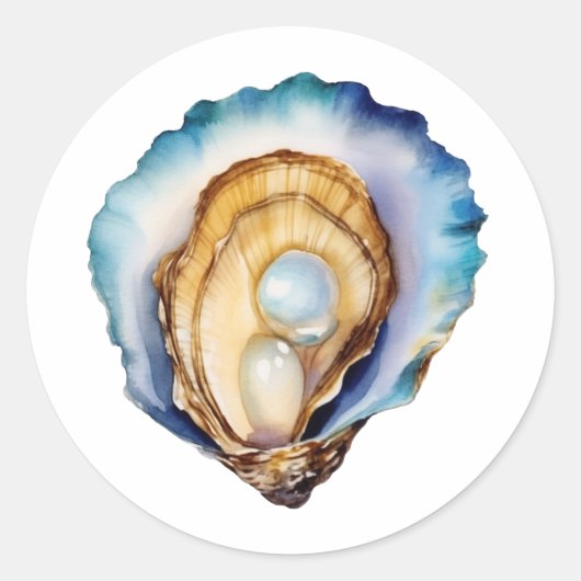 Watercolor Oyster Shell ラウンドシール (正面)