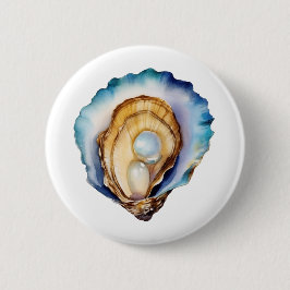 Watercolor Oyster Shell 缶バッジ