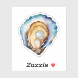Watercolor Oyster Shell Custom-Cut Vinyl Sticker シール