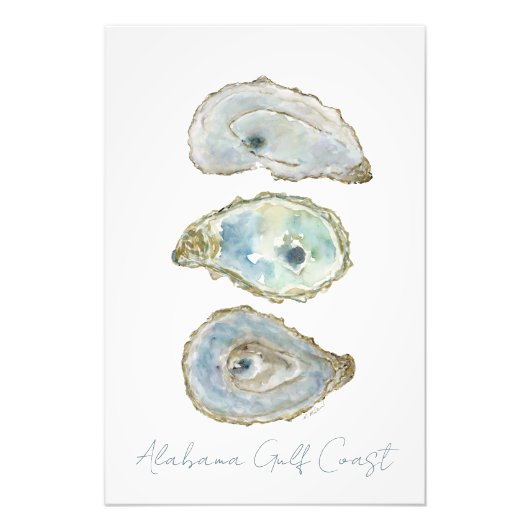 Watercolor Oysters- Customizeable Vertical Design フォトプリント (正面)