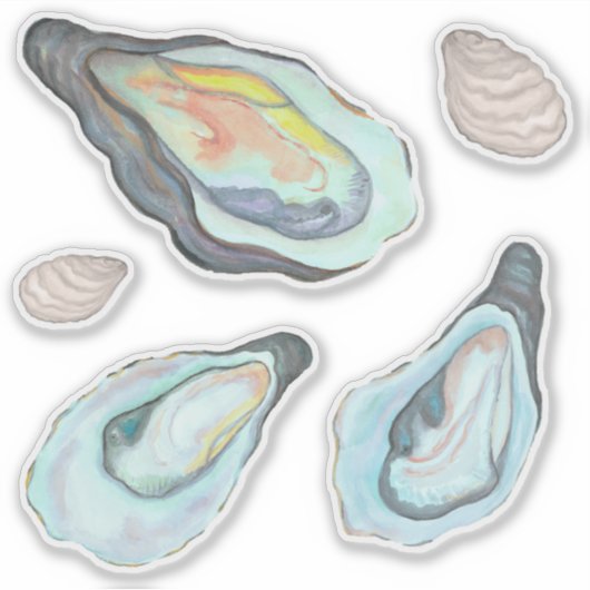 Watercolor Oysters Kiss Cut Vinyl シール (正面)