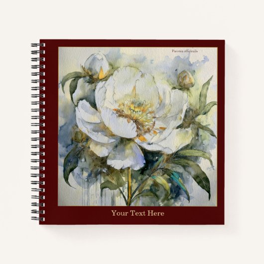 Watercolor Paeonia Officinalis Notebook #2 ノートブック (正面)