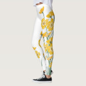 Watercolor Painted Buttercups Flower レギンス (左)