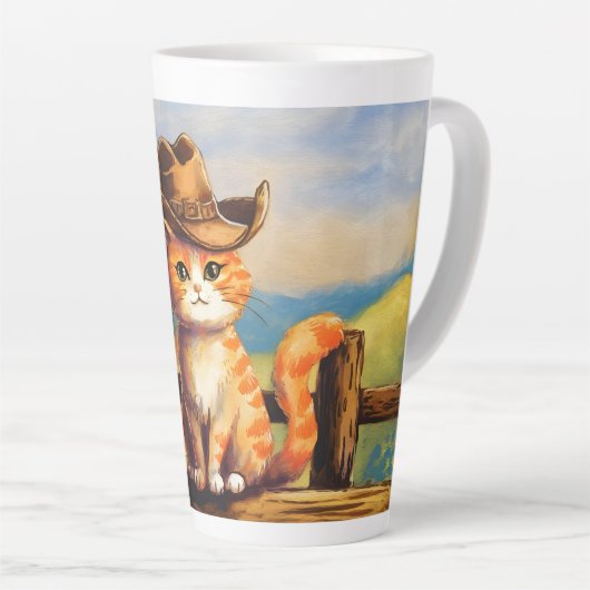 Watercolor Painted Cat Dad カフェラテマグ (右アングル)