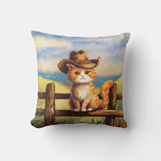 Watercolor Painted Cat Dad クッション (正面)