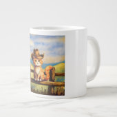 Watercolor Painted Cat Dad ジャンボコーヒーマグカップ (正面右)