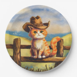 Watercolor Painted Cat Dad ペーパープレート