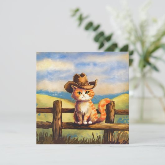 Watercolor Painted Cat Dad 招待状 (スタンド正面)