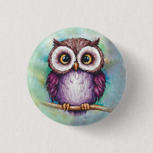 Watercolor painted cute owl
