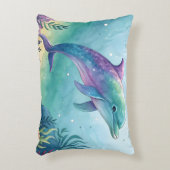 Watercolor painted dolphin アクセントクッション (正面(垂直))