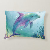 Watercolor painted dolphin アクセントクッション (裏面)