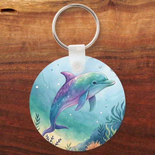Watercolor painted dolphin キーホルダー (裏面)