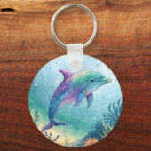 Watercolor painted dolphin キーホルダー (正面)