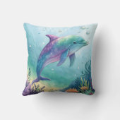 Watercolor painted dolphin クッション (裏面)