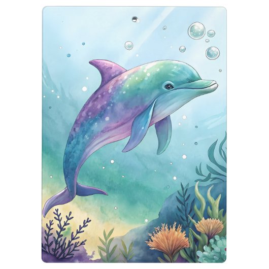 Watercolor painted dolphin クリップボード (裏面)