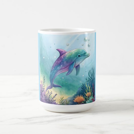 Watercolor painted dolphin コーヒーマグカップ (中央)