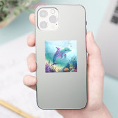 Watercolor painted dolphin シール (スマートフォン)