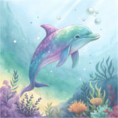 Watercolor painted dolphin シール (正面)