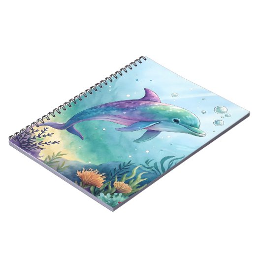 Watercolor painted dolphin ノートブック (左側)