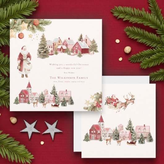 watercolor painted merry christmas  シーズンカード