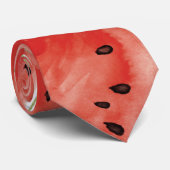 Watercolor Painted Summer Red Watermelon ネクタイ (ロール)