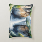 Watercolor painted waterfall アクセントクッション (裏面(縦))