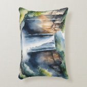Watercolor painted waterfall アクセントクッション (正面(垂直))