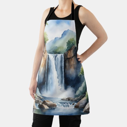 Watercolor painted waterfall エプロン (インサイチュ)