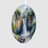 Watercolor painted waterfall オーナメント (正面)
