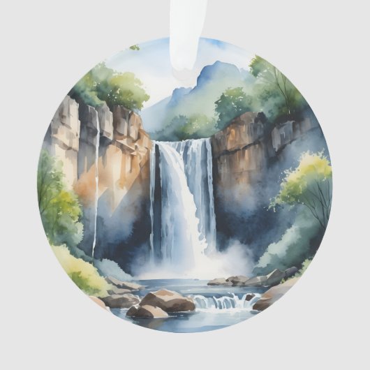 Watercolor painted waterfall オーナメント (正面)