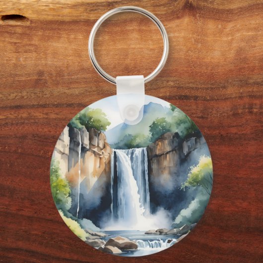 Watercolor painted waterfall キーホルダー (正面)
