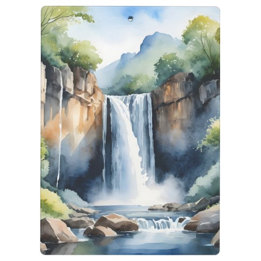 Watercolor painted waterfall クリップボード (裏面)