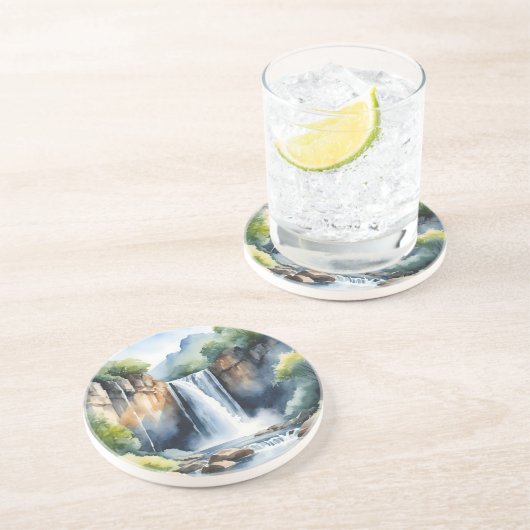 Watercolor painted waterfall コースター (側面)
