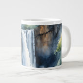 Watercolor painted waterfall ジャンボコーヒーマグカップ (正面右)