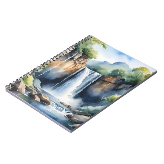 Watercolor painted waterfall ノートブック (左側)